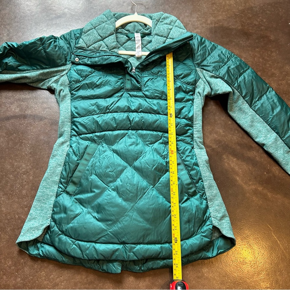 Lululemon- Down for a Run in Forage Teal- down running pullover- size 4 - Picture 12 of 15